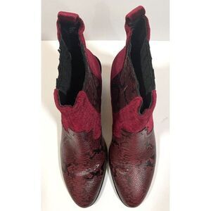 Donald J Pliner  Western Cowgirl Leather Rivver Red Snakeskin Booties 8.5